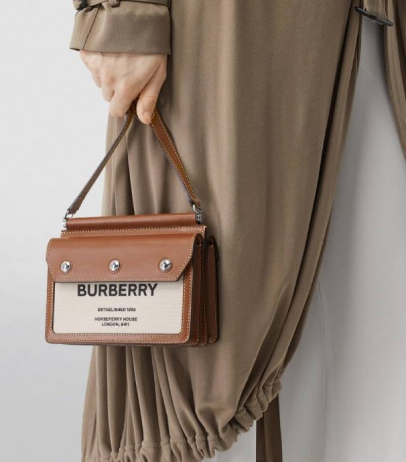 Burbberry Horseferry Pocket Cross-Body Bag With OG Box Dust Bag (Brown - 205)