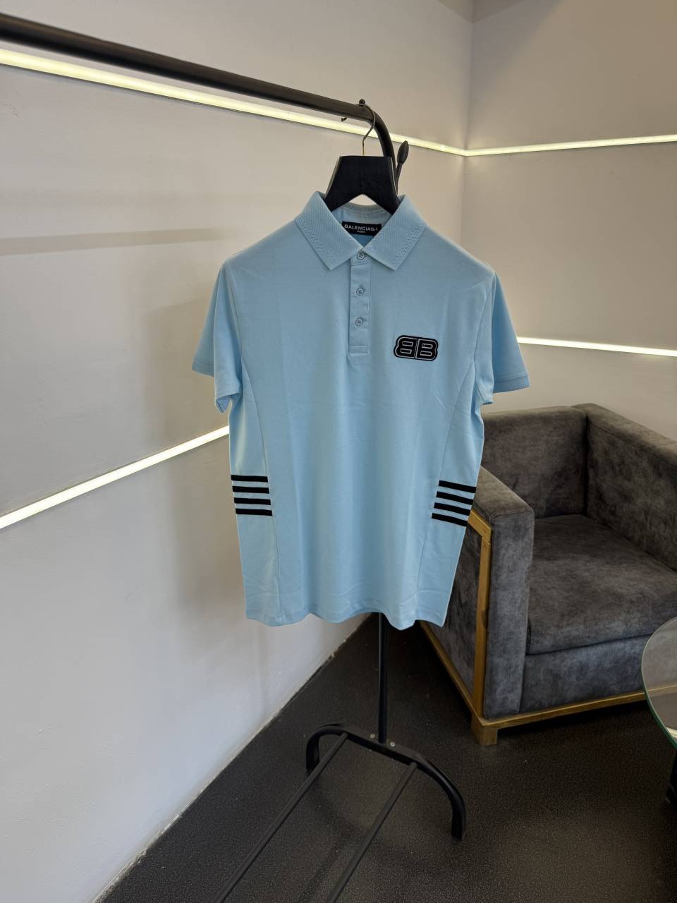 Balenciag a luxurious imported polo tshirt sky blue sale