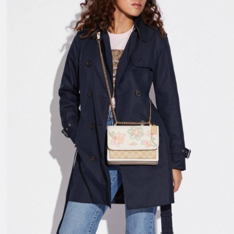 Coaach Klare Floral Signature Crossbody Bag With OG Box & Dust Bag (Floral White - 381)
