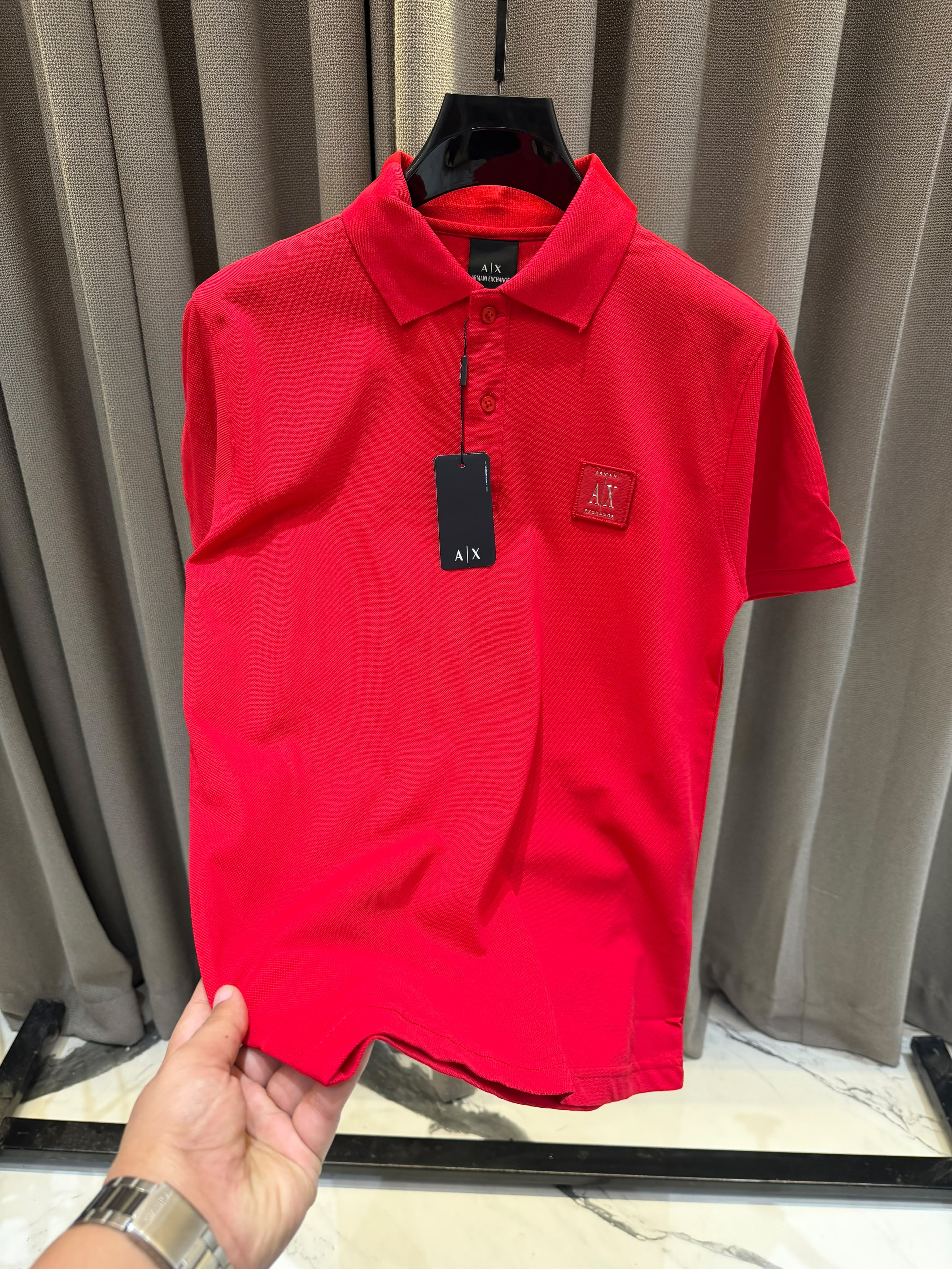 AX Chest Logo Polo T-shirt Red