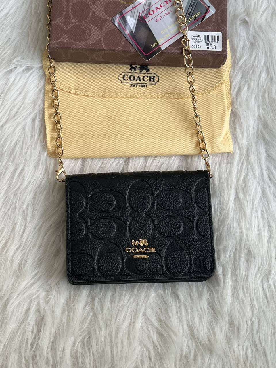 Coach 122 Black ChainOnWallet With OriginalBox DustCover BrandCard