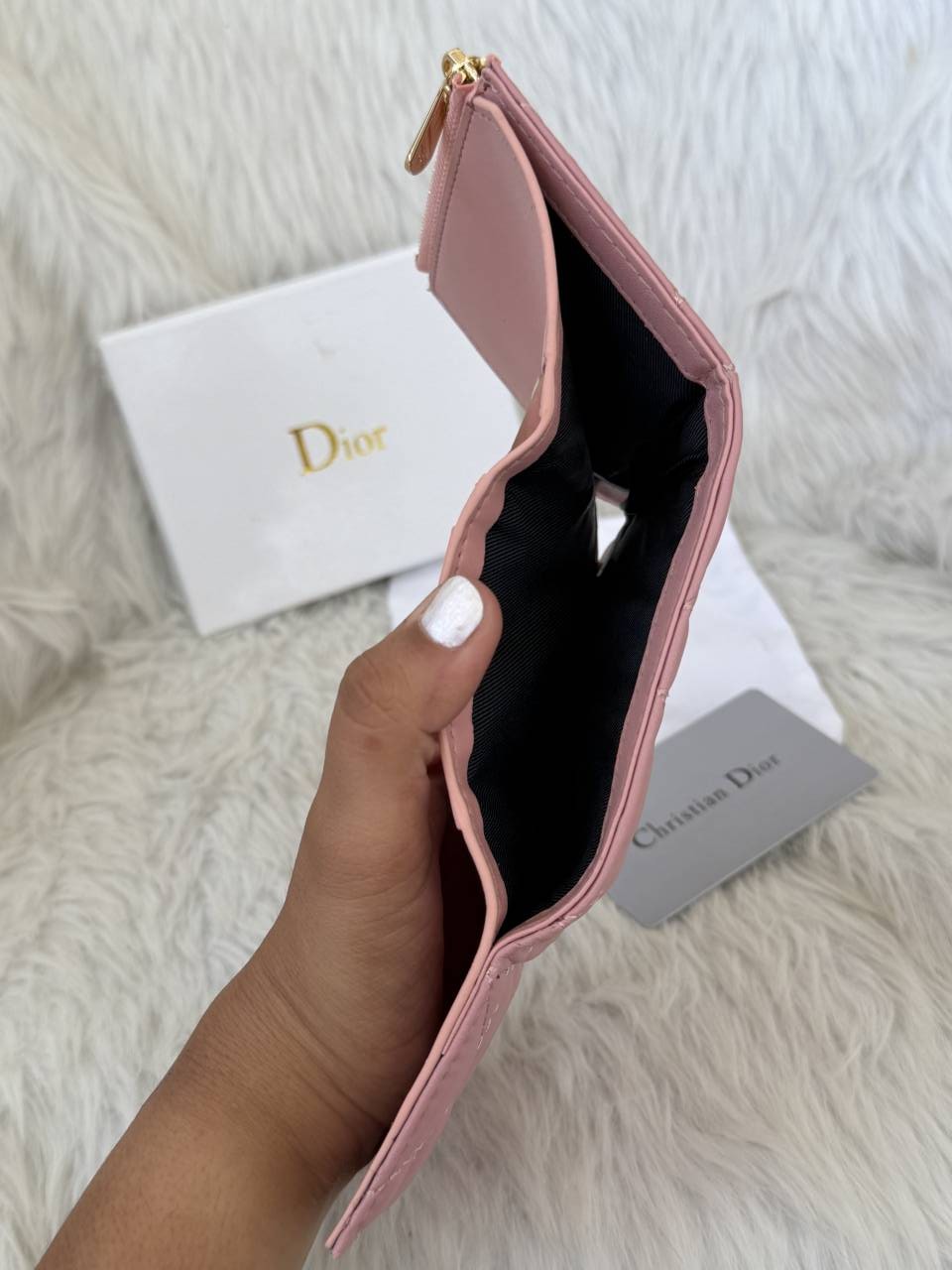 Diyor_Pink_Caro_Hibiscus_Trifold_Wallet_With_OriginalBox_DustCover_CardTags