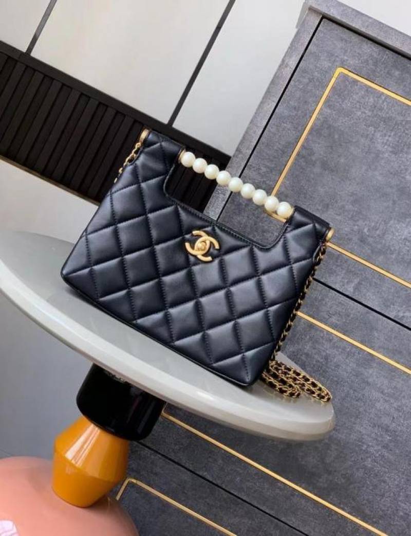 Channel Pearl Classic Flap Shoulder Bag With OG Box & Dust Bag (Black - 1160)