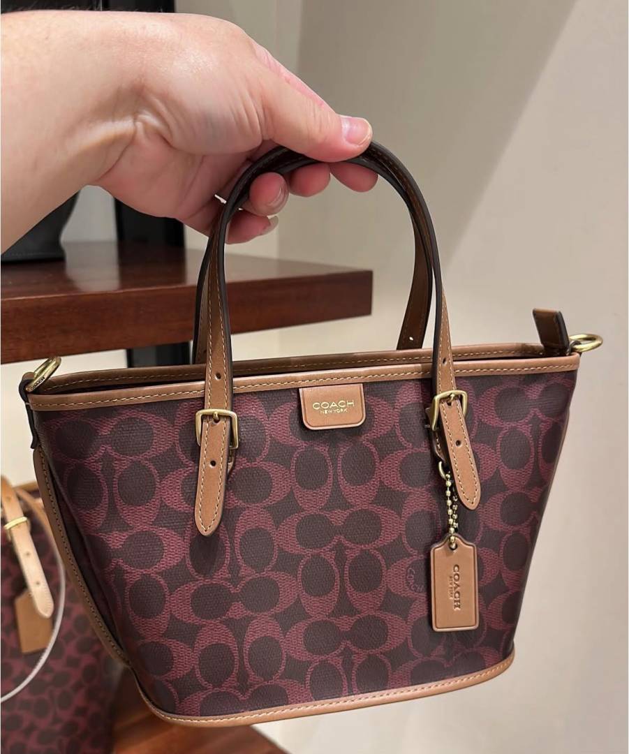 Coach Taxi 21 Wine Brown SmallTote With OriginalBox DustCover