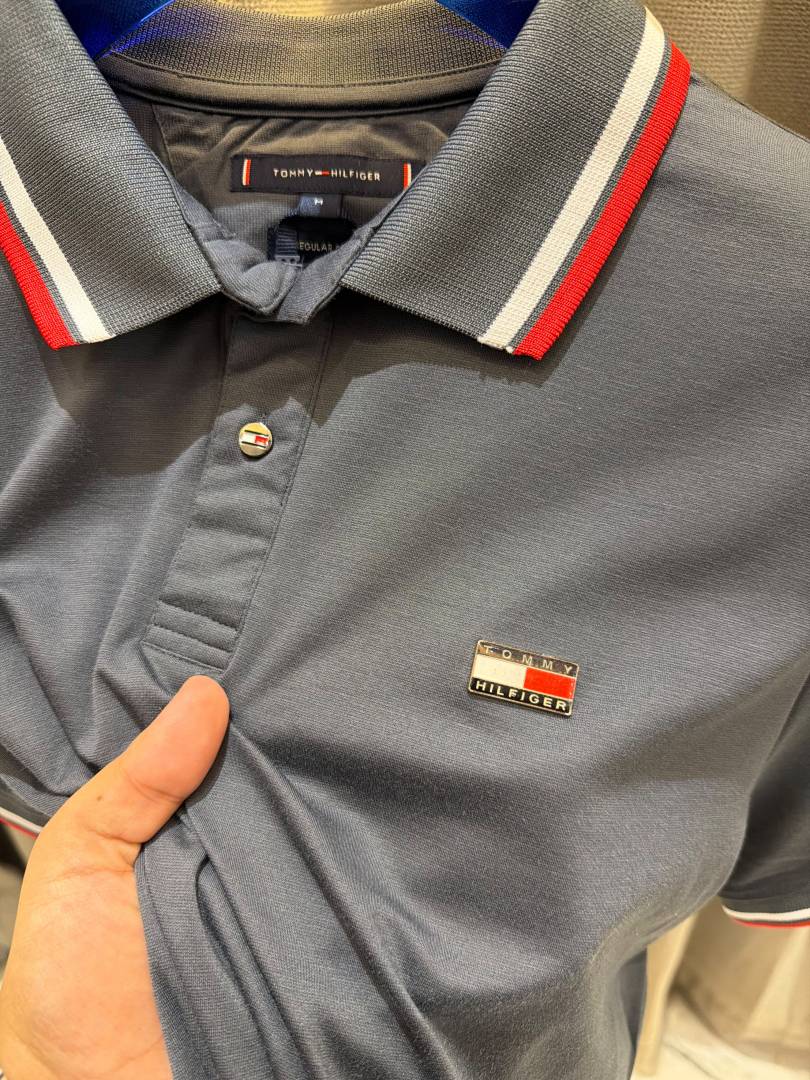 Tommy Hilfige Chest Logo Polo T-shirt Grey