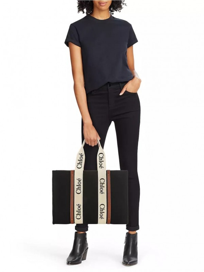 CHLOE Medium Woody Tote Bag With Dust Bag (Black - 395)