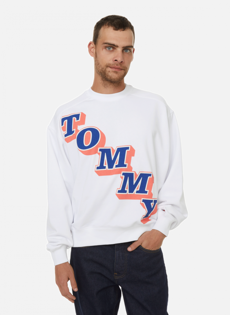 Tommy hilfigar premium embroidery sweatshirt white sale