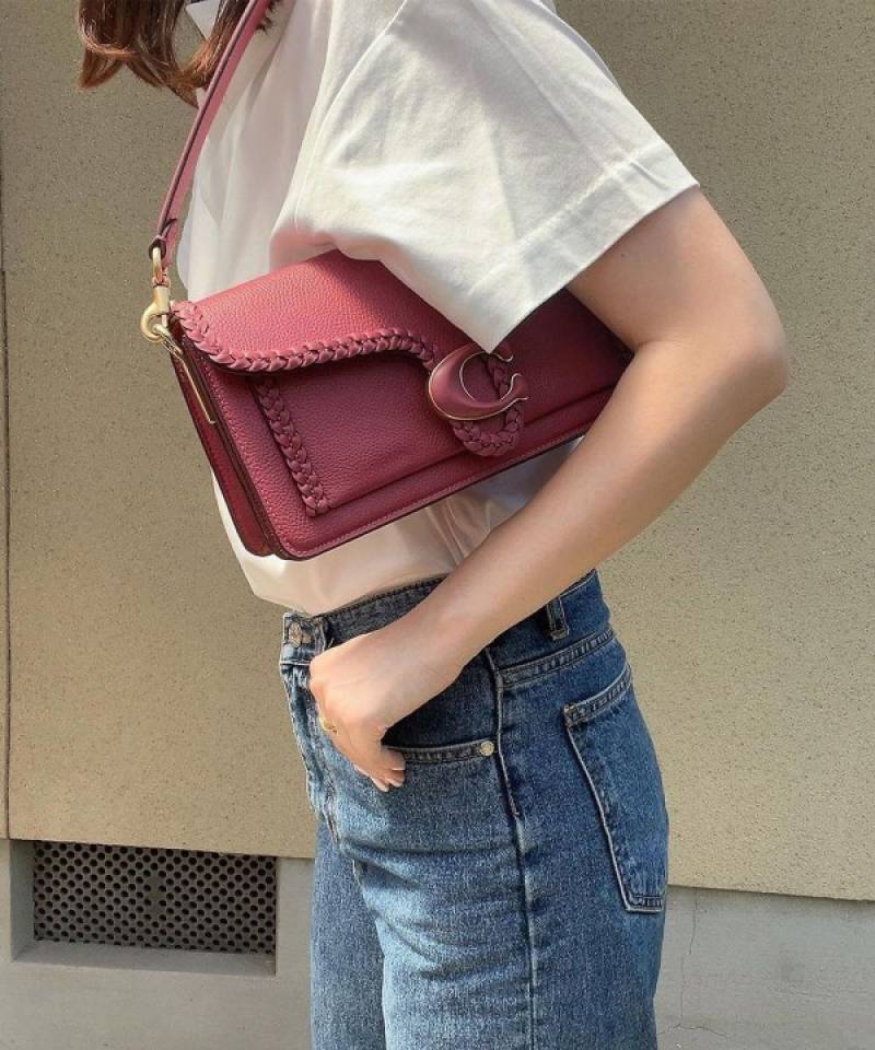 Coaach Tabby 26 Elite Quality Shoulder Bag With OG Box & Dust Bag & 2 Belts (Wine - 665)