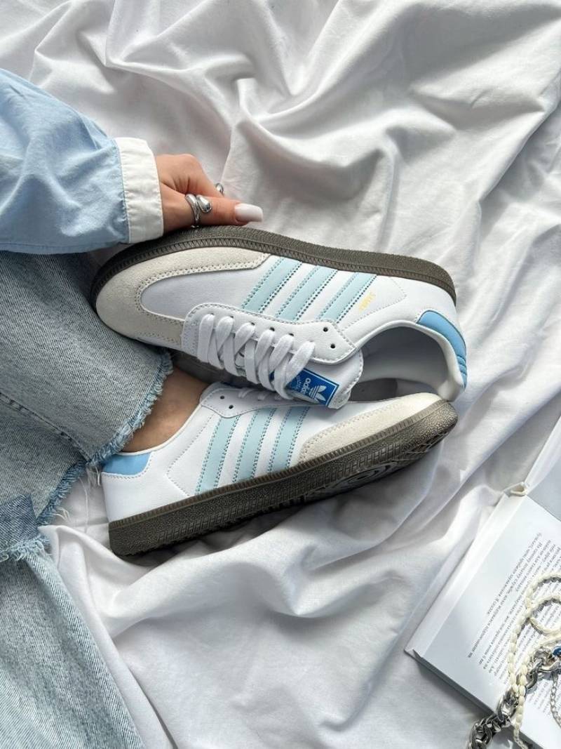 Adiddas Samba Sky Blue Women Leather Quality