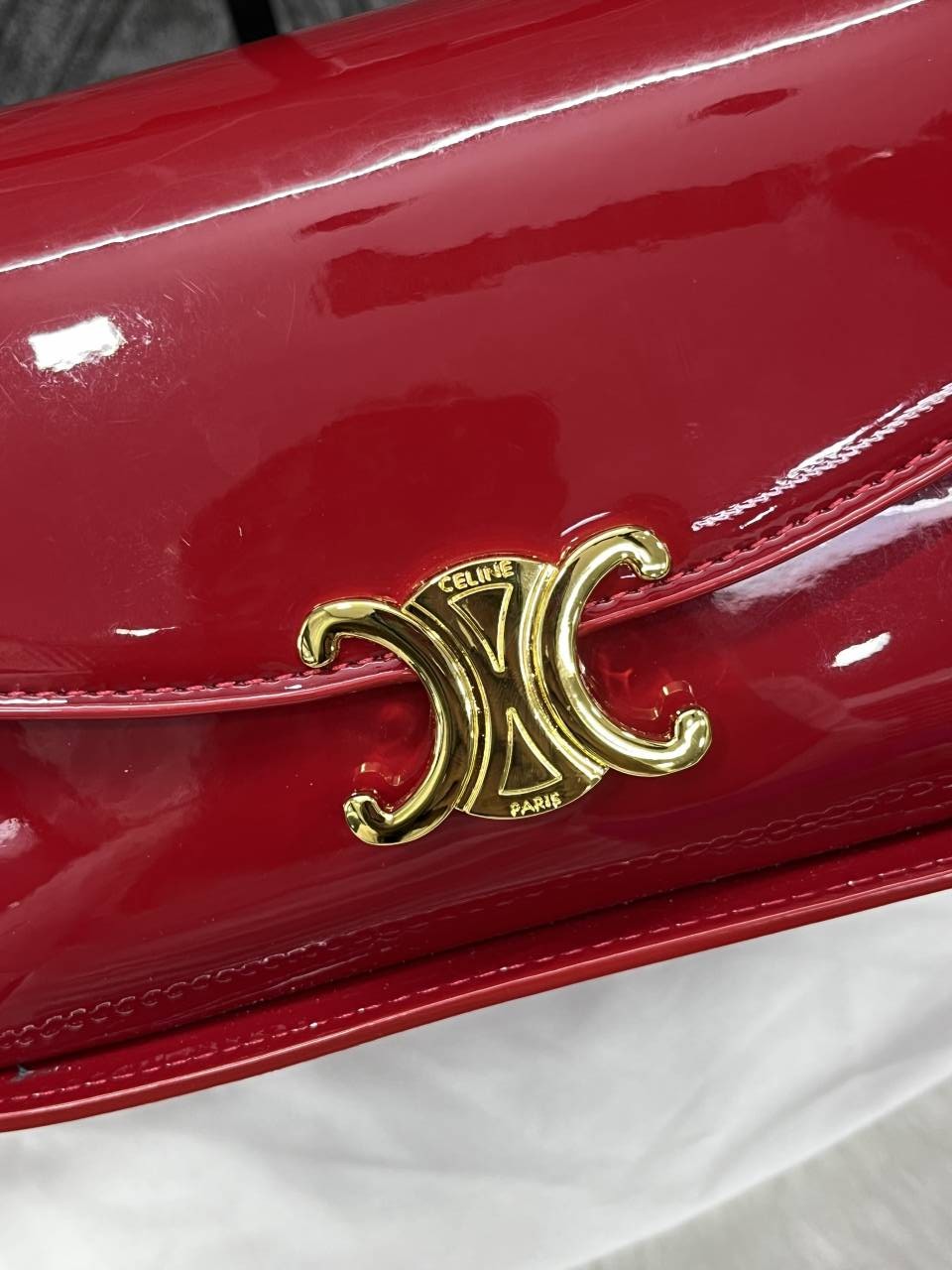 Celine Terence Red Shoulder Bag With Original Box & Long Belt