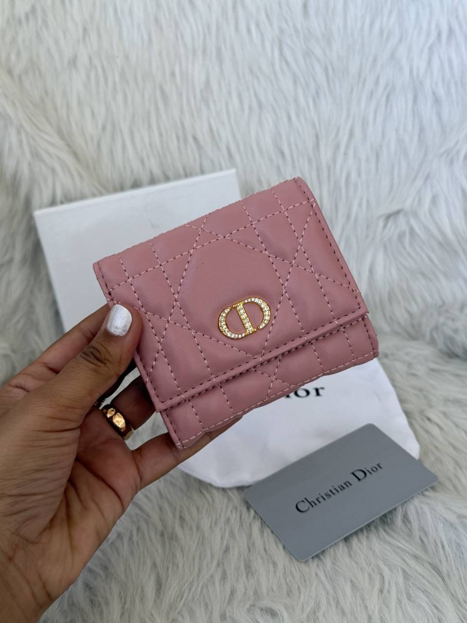 Diyor_Pink_Caro_Hibiscus_Trifold_Wallet_With_OriginalBox_DustCover_CardTags