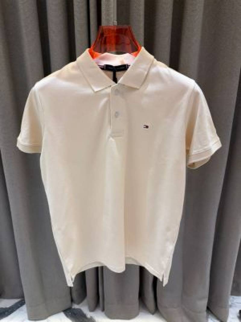 Tommy Hilfigar Chest Logo imported Box pack  Polo T-shirt Cream
