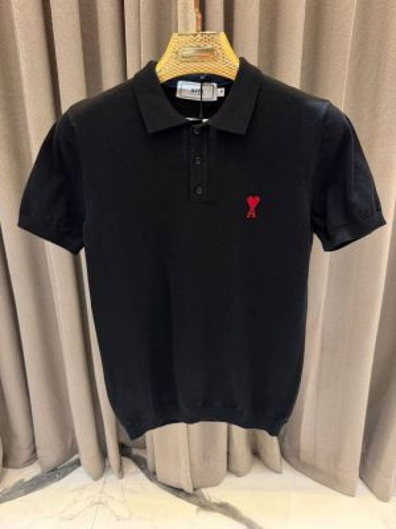 Ami_Paris imported Chest logo Polo t-shirt Black