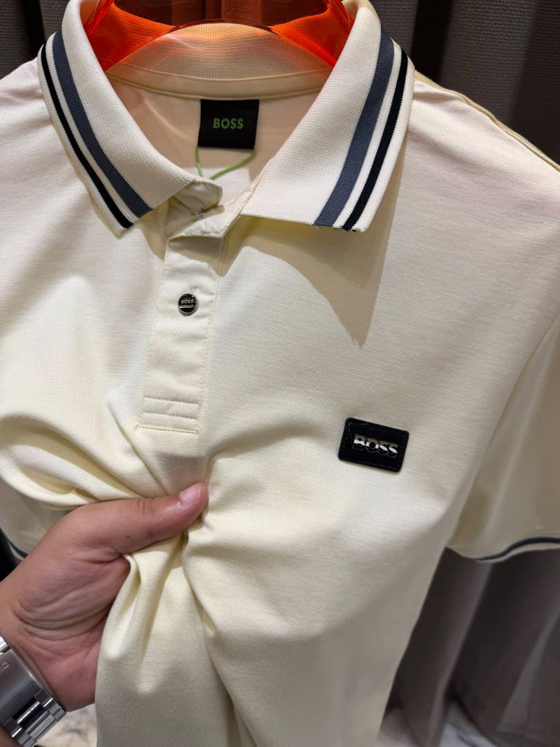 Boss Chest Logo Polo T-shirt Cream