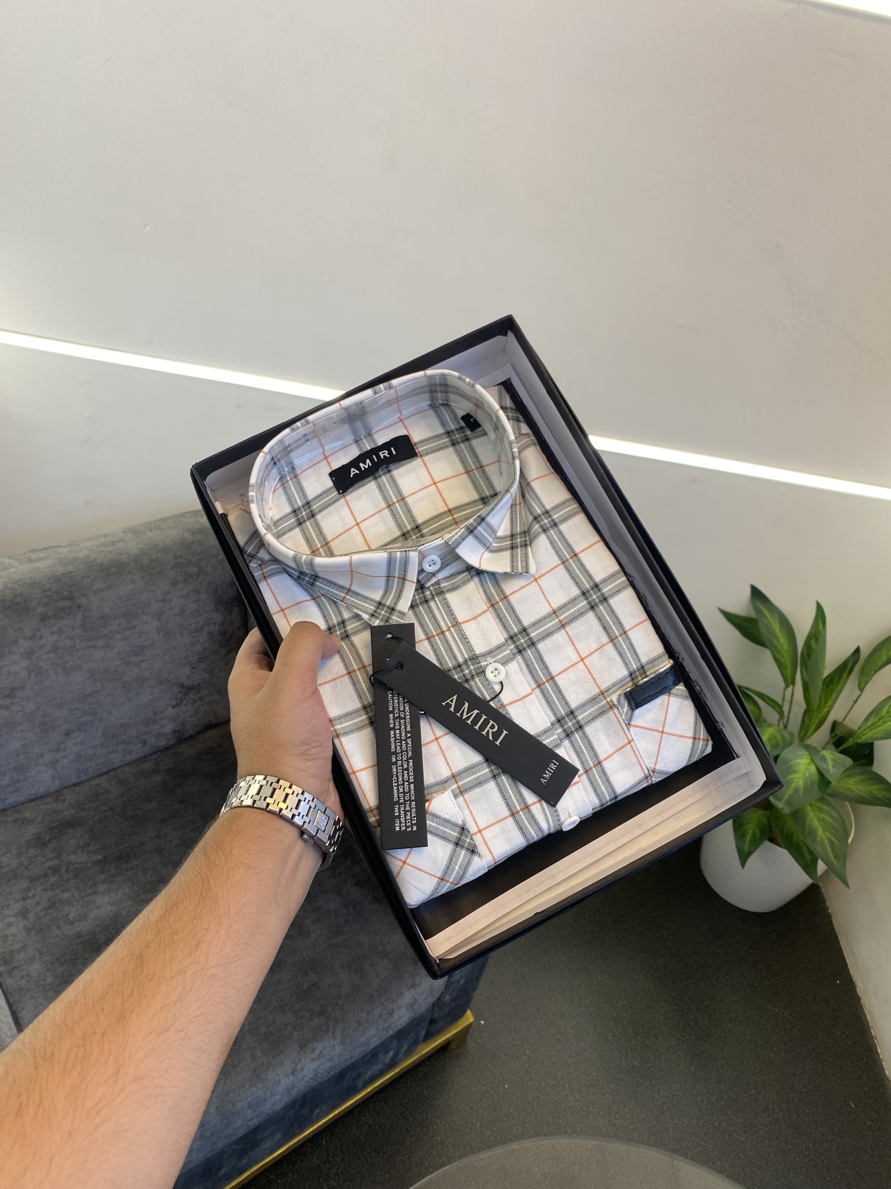 Ameeri style 3 checks imported box packing shirt white sale