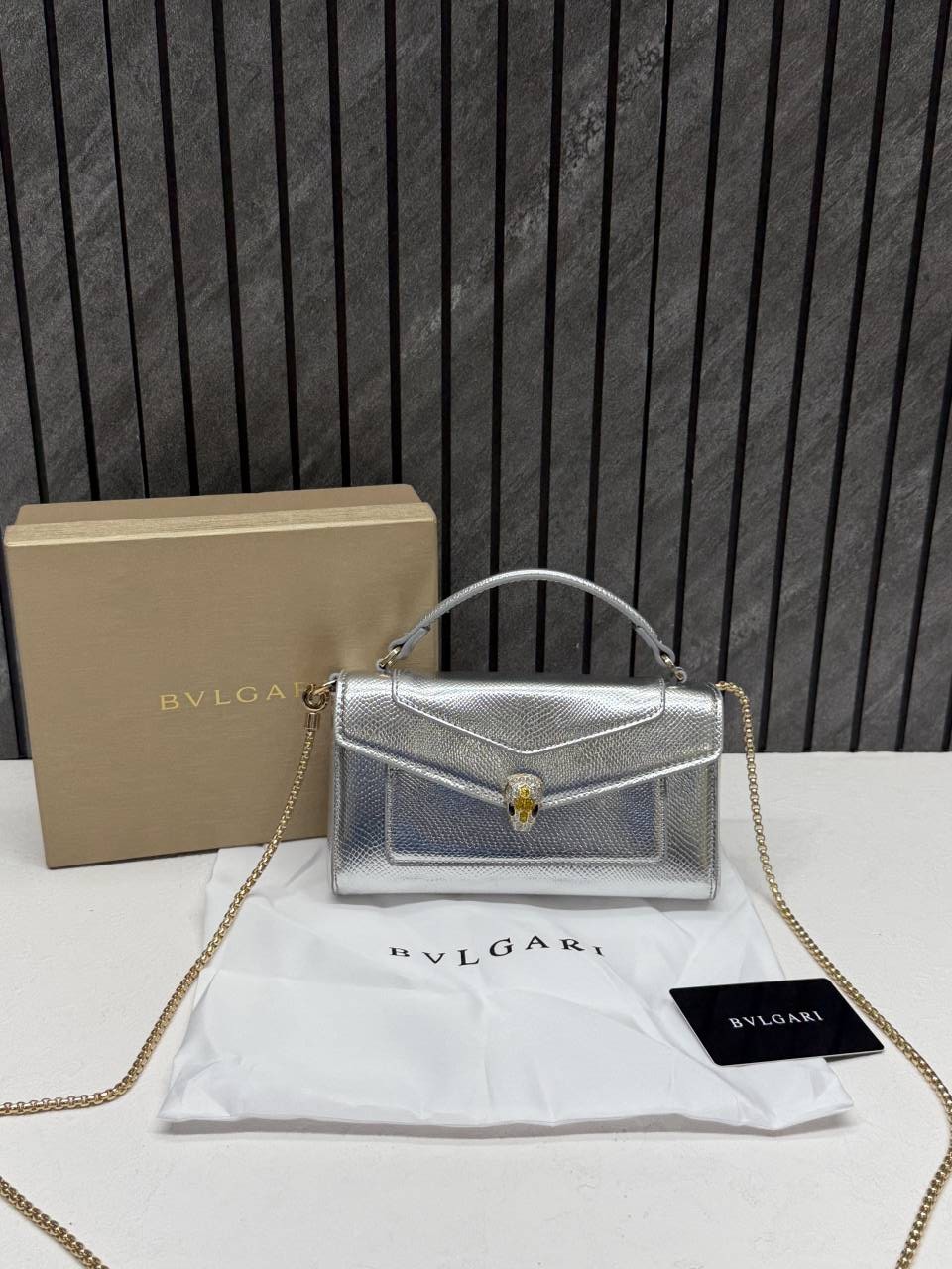 Bvlgari Serpenti Forever Phone Case Crossbody Bag With Top Handle Original Box Packing