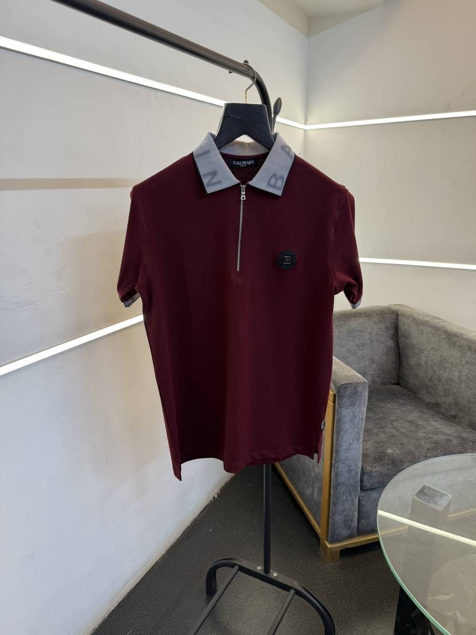 Balman 3d collar and sleevs imported polo tshirt with steel logo maroon sale
