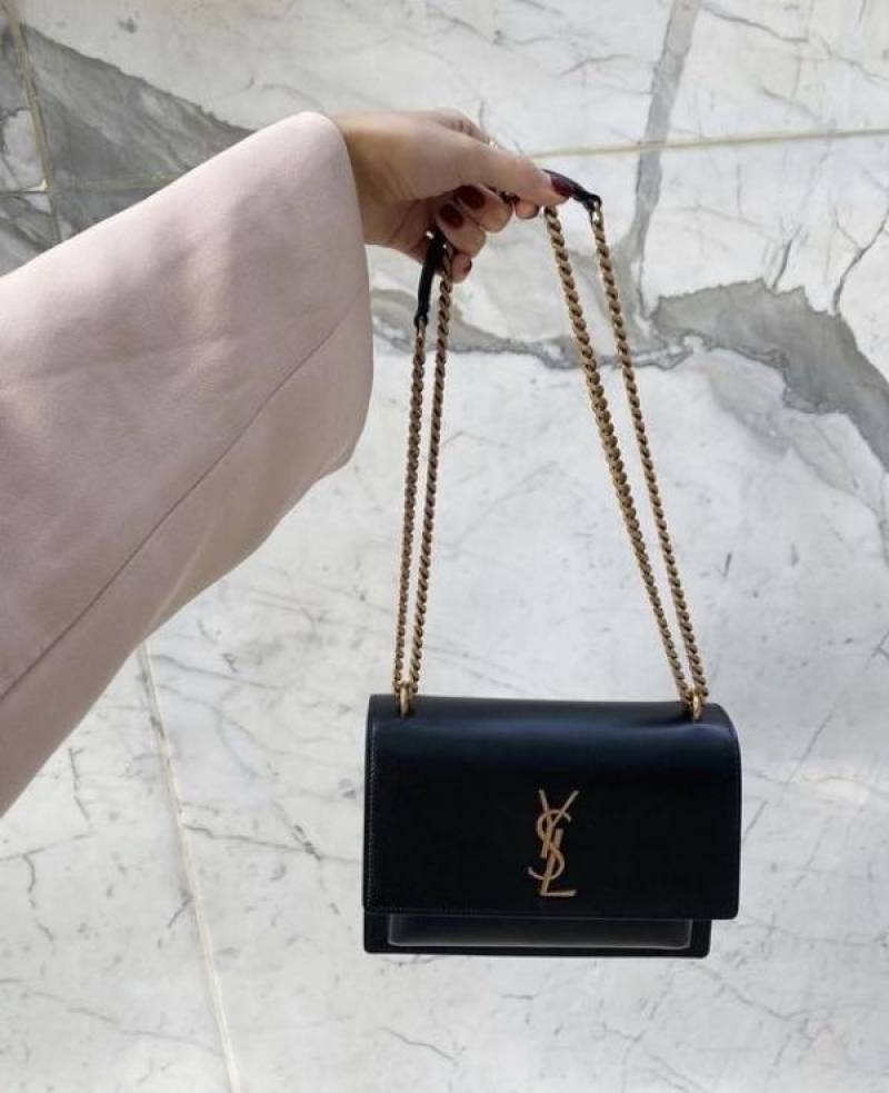 Ysl Sunset Black 2503 Shoulder Bag With OriginalBox & DustCover