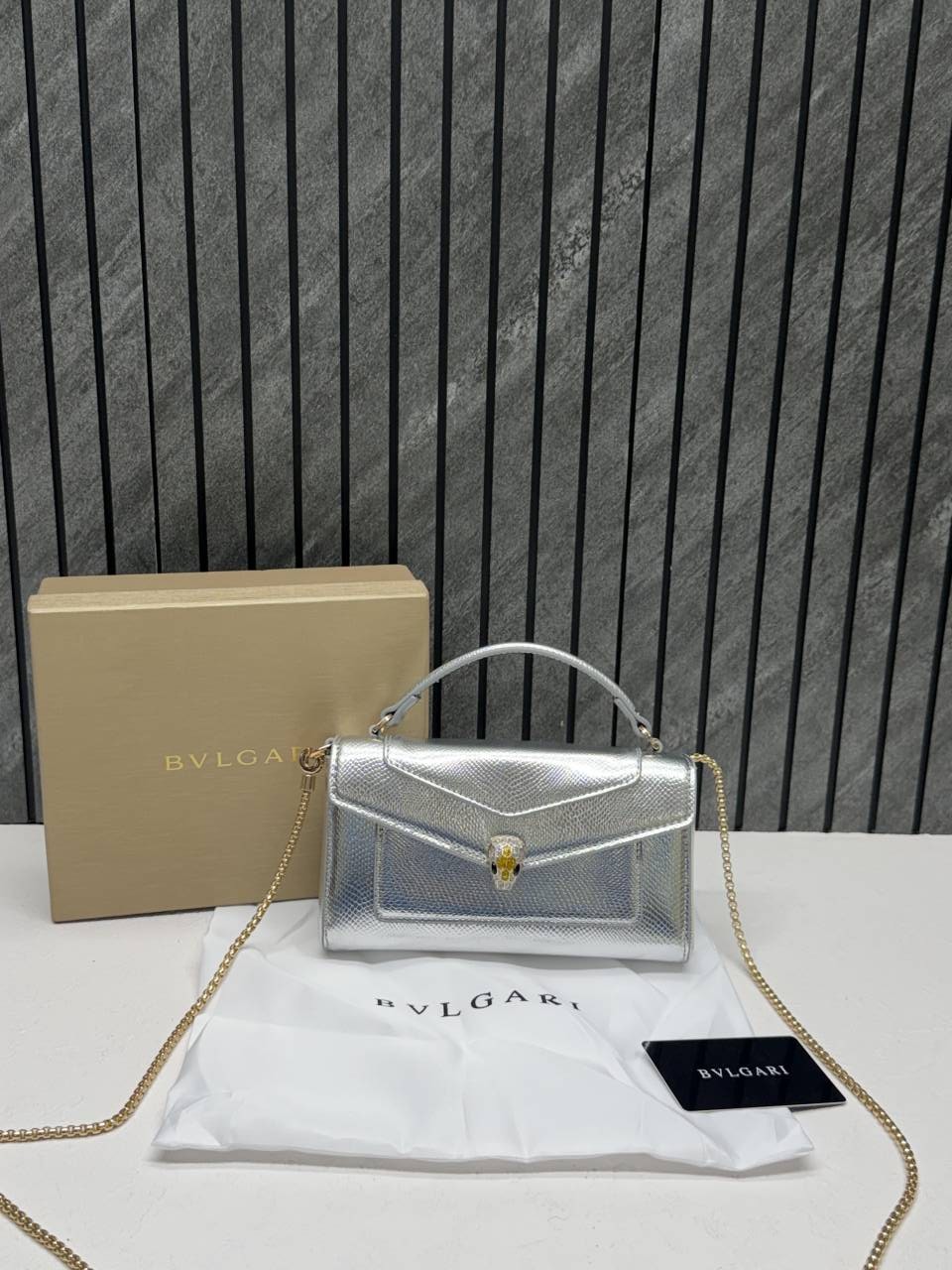 Bvlgari Serpenti Forever Phone Case Crossbody Bag With Top Handle Original Box Packing