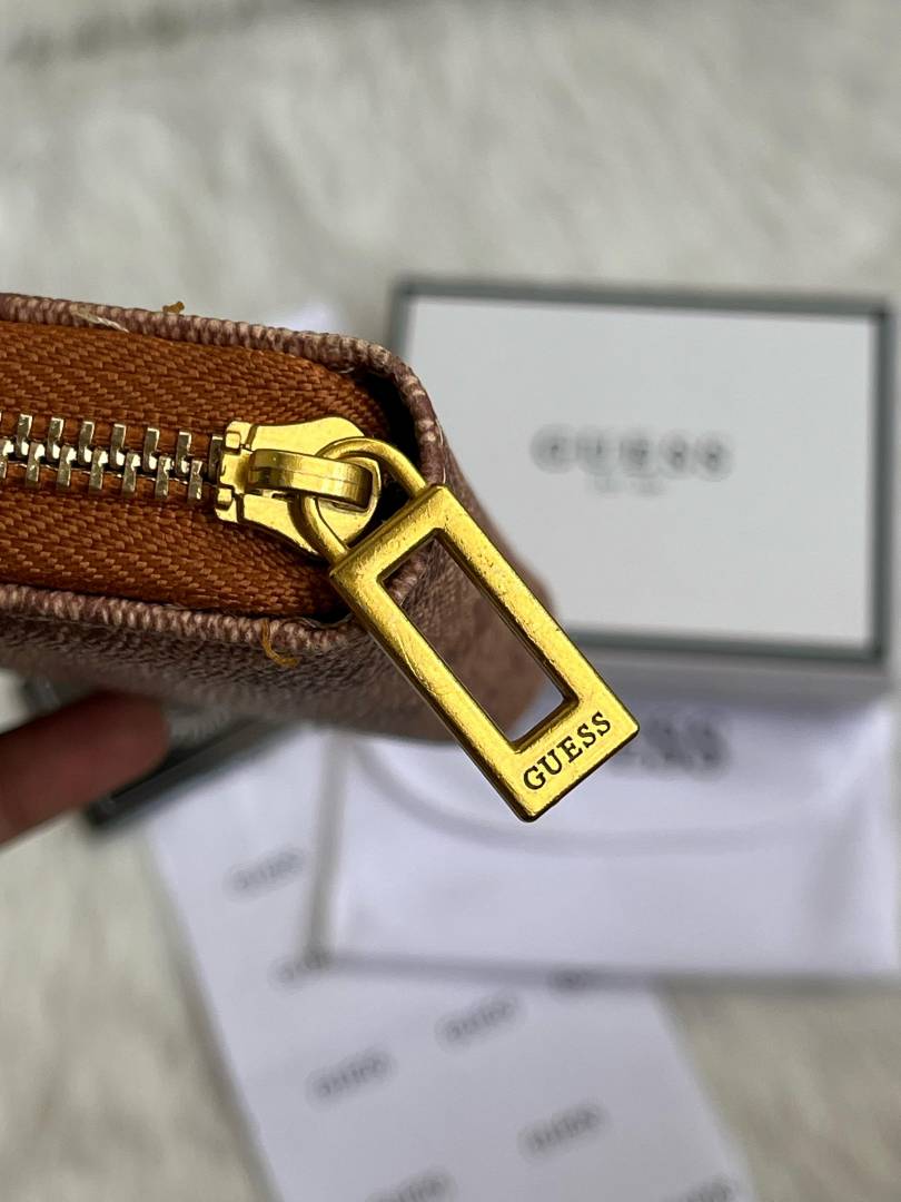 Guess 001 Light Apricot Mini Wallet With Original Box Dust Cover Card Premium Packaging