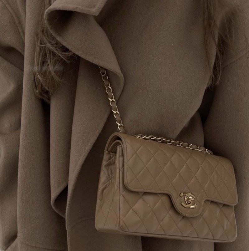 Chennel_Jumbo_Classic_Flap_Khakhi_With_OriginalBox