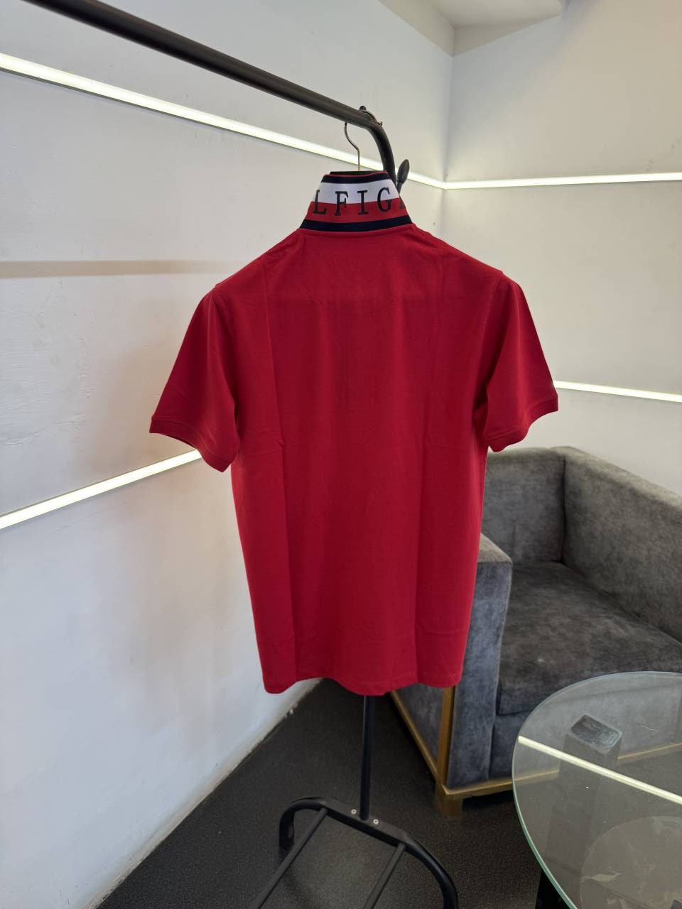 Tommy hilfigar steel logo matty cotton imported polo tshirt with brand collar red sale