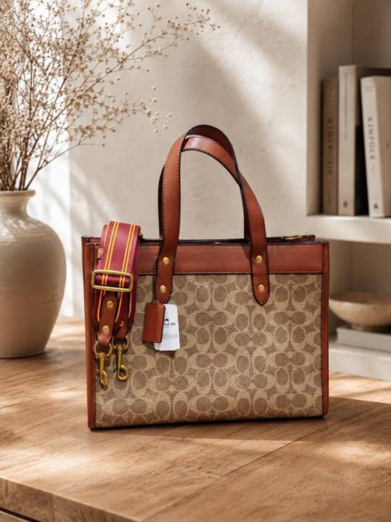 Coaach Field Tote Bag With OG Double Box & Dust Bag & Shoulder Strap (Brown - 1221)