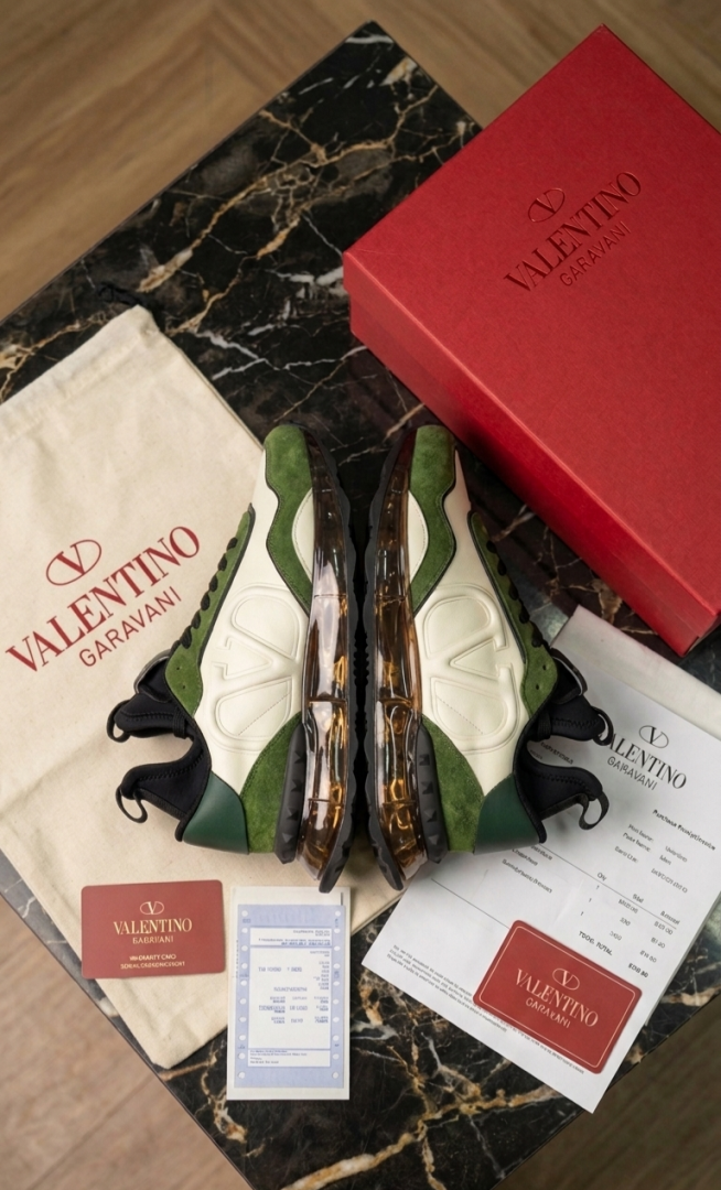 VALENTYNO GARAVANI GREEN SUEDE METALLIC GOLD