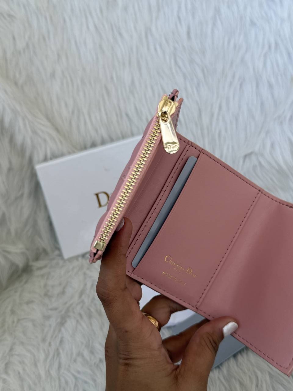 Diyor_Pink_Caro_Hibiscus_Trifold_Wallet_With_OriginalBox_DustCover_CardTags