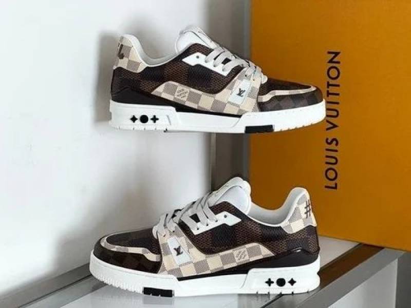 vuitto nn lv Trainer sneaker checkered brown with full kit