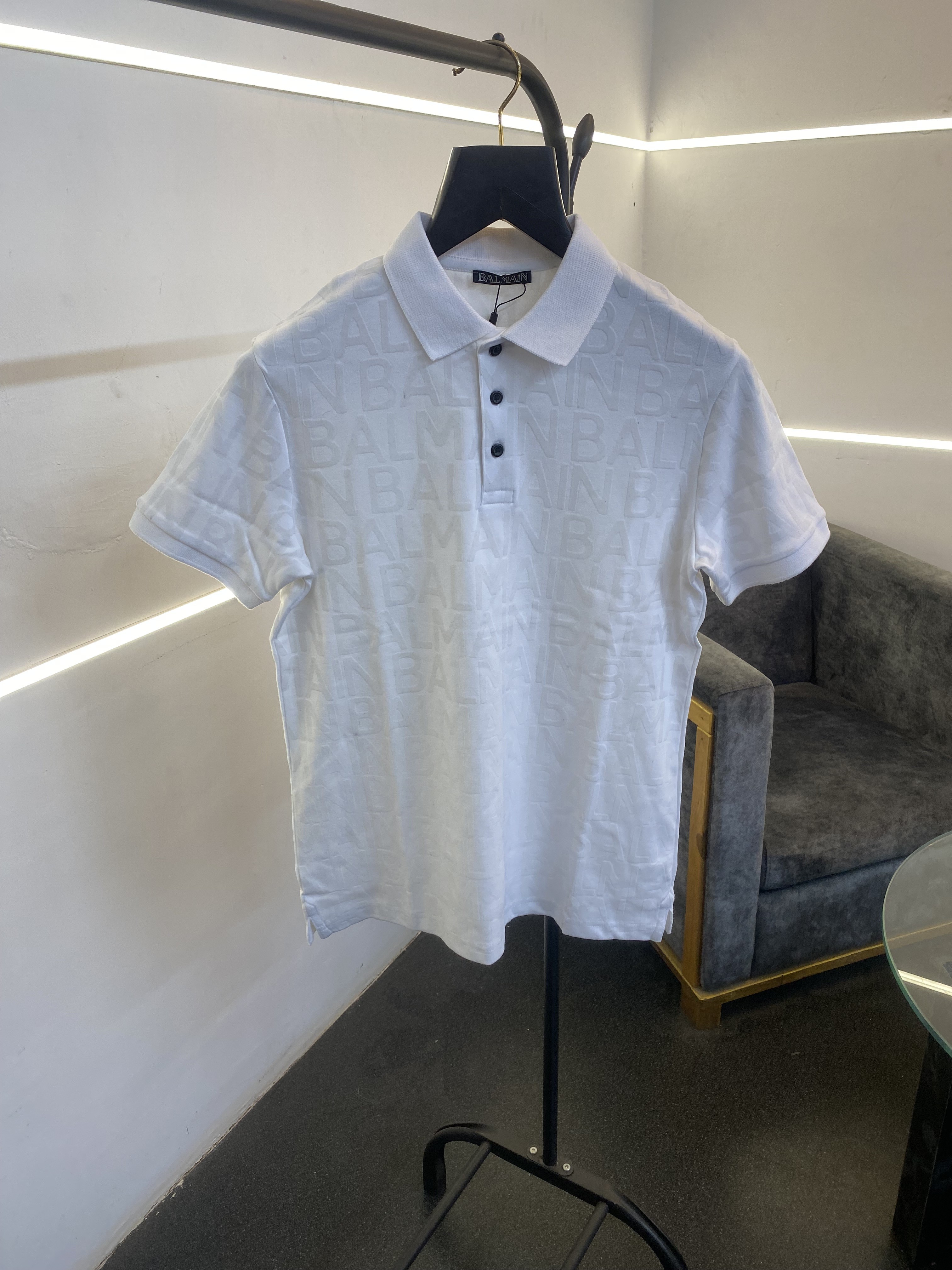 Balman Paris monogram print imported polo tshirt white sale