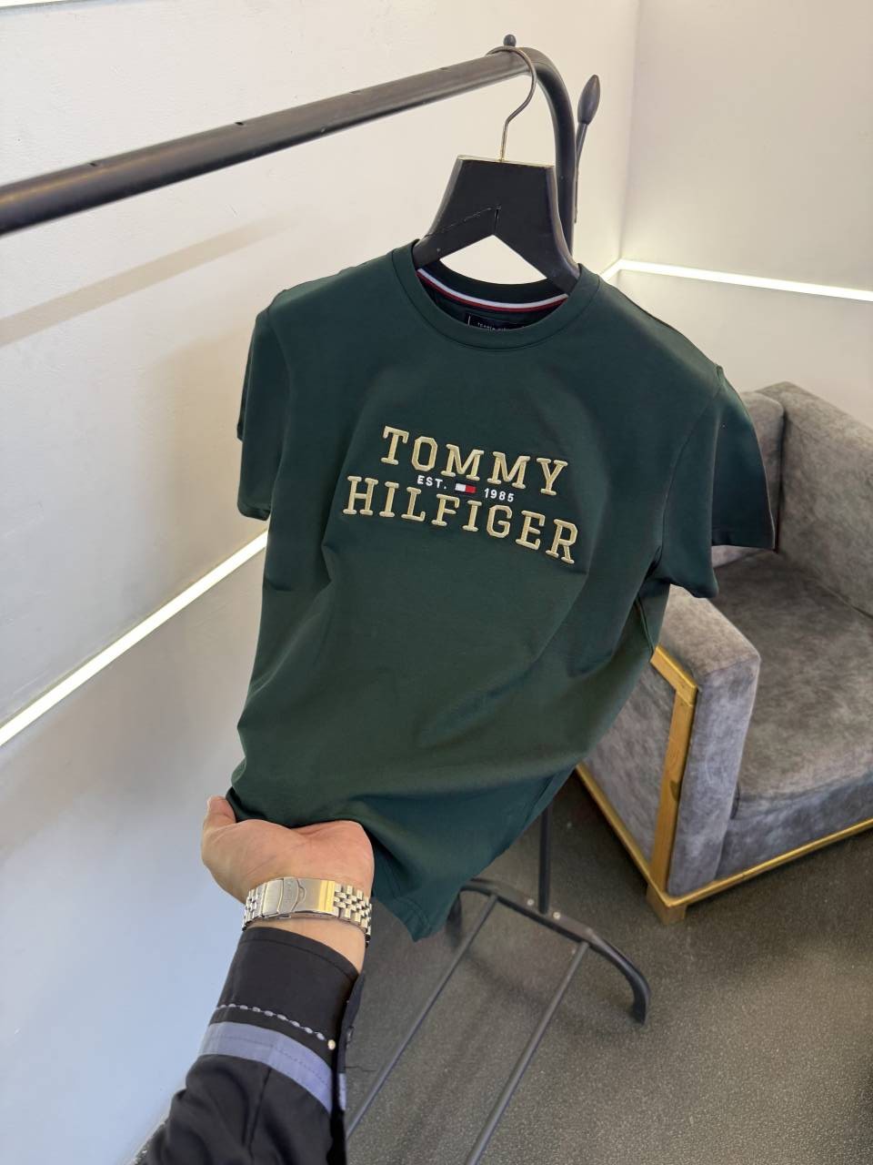 Tommy hilfigar imported round neck tshirt bottle green