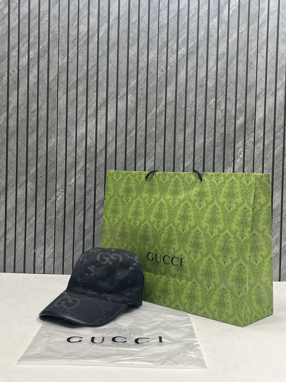Gucci GG Big Side Logo Monogram Black Premium Unisex Cap With Brand Polly And Carry Bag