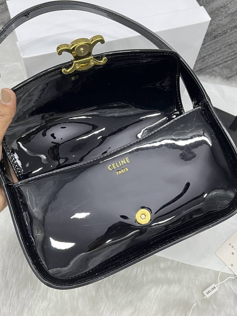 Celine Terence Black Shoulder Bag With Original Box & Long Belt
