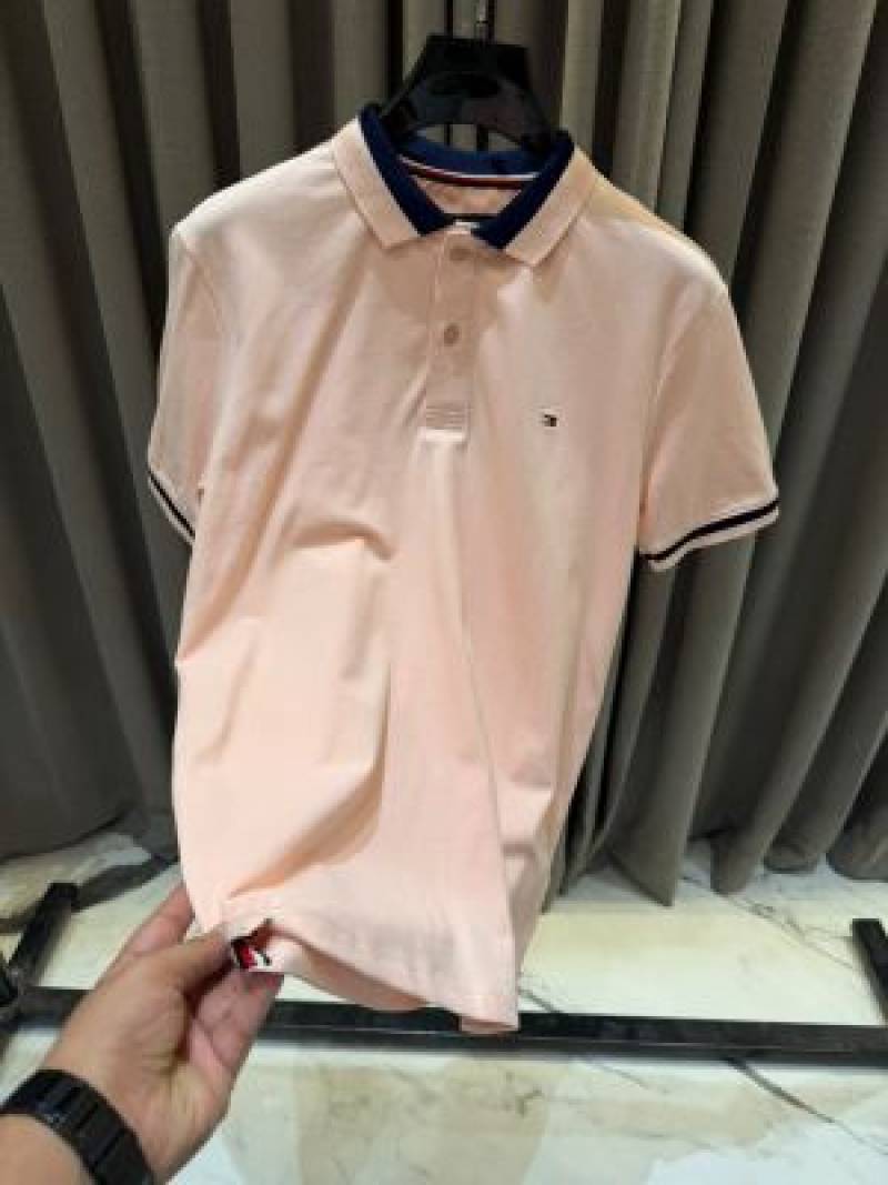 Tommy Chest Logo Polo T shirt Pink