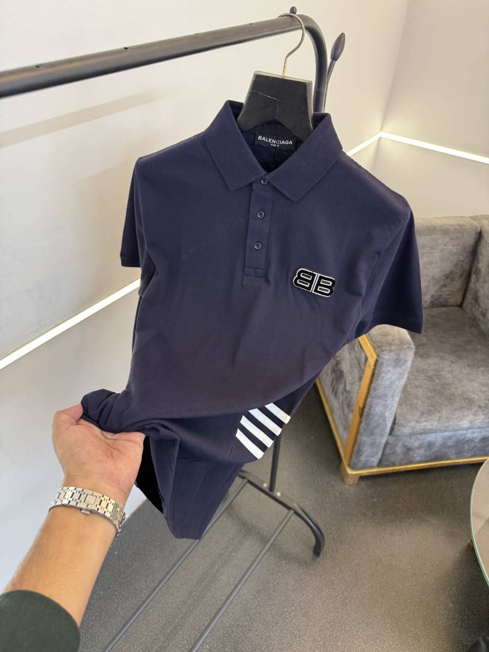 Balenciag a luxurious imported polo tshirt navy blue Sale