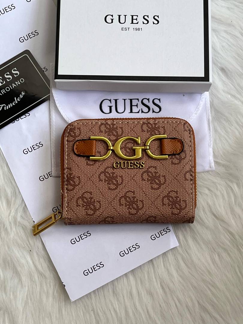 Guess 001 Light Apricot Mini Wallet With Original Box Dust Cover Card Premium Packaging