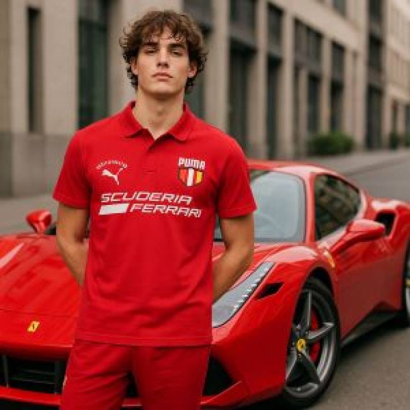 SALE Ferrari Scuderia Middle Brand Print Polo T-shirt Red