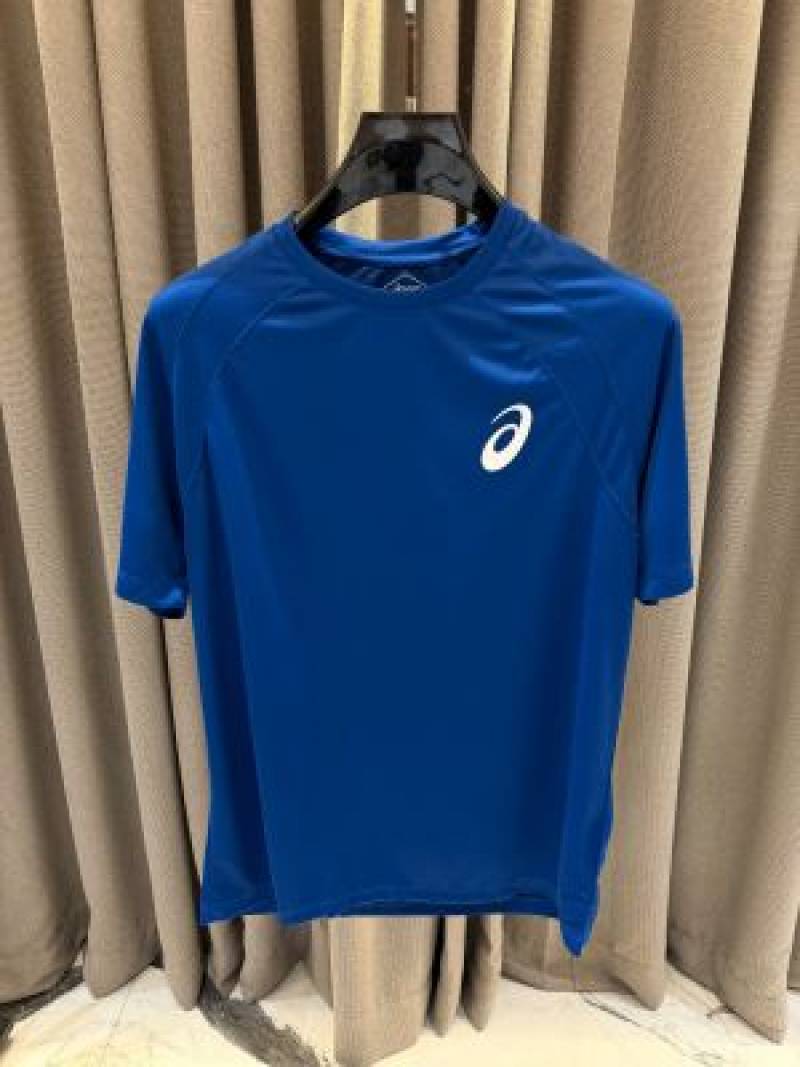 Asic Chest Logo Round Neck T-shirt Blue