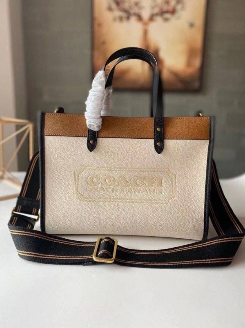 Coaach Field Tote Bag With OG Double Box & Dust Bag & Shoulder Strap & Extra Pouch (White - 116)