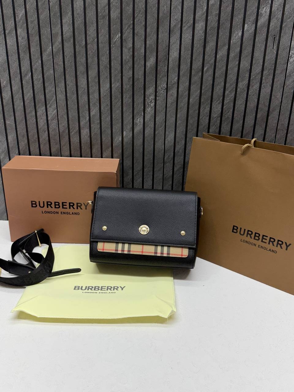 Burberyy CB Note Camera Flap Crossbody Bag With Original Box DustCover & CarryBag