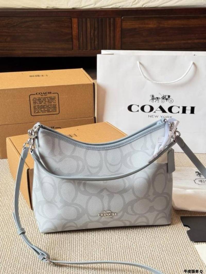 Coaach Laurel Premium Leather Shoulder Bag With OG Box & Dust Bag & Charm (Blue - 1207)