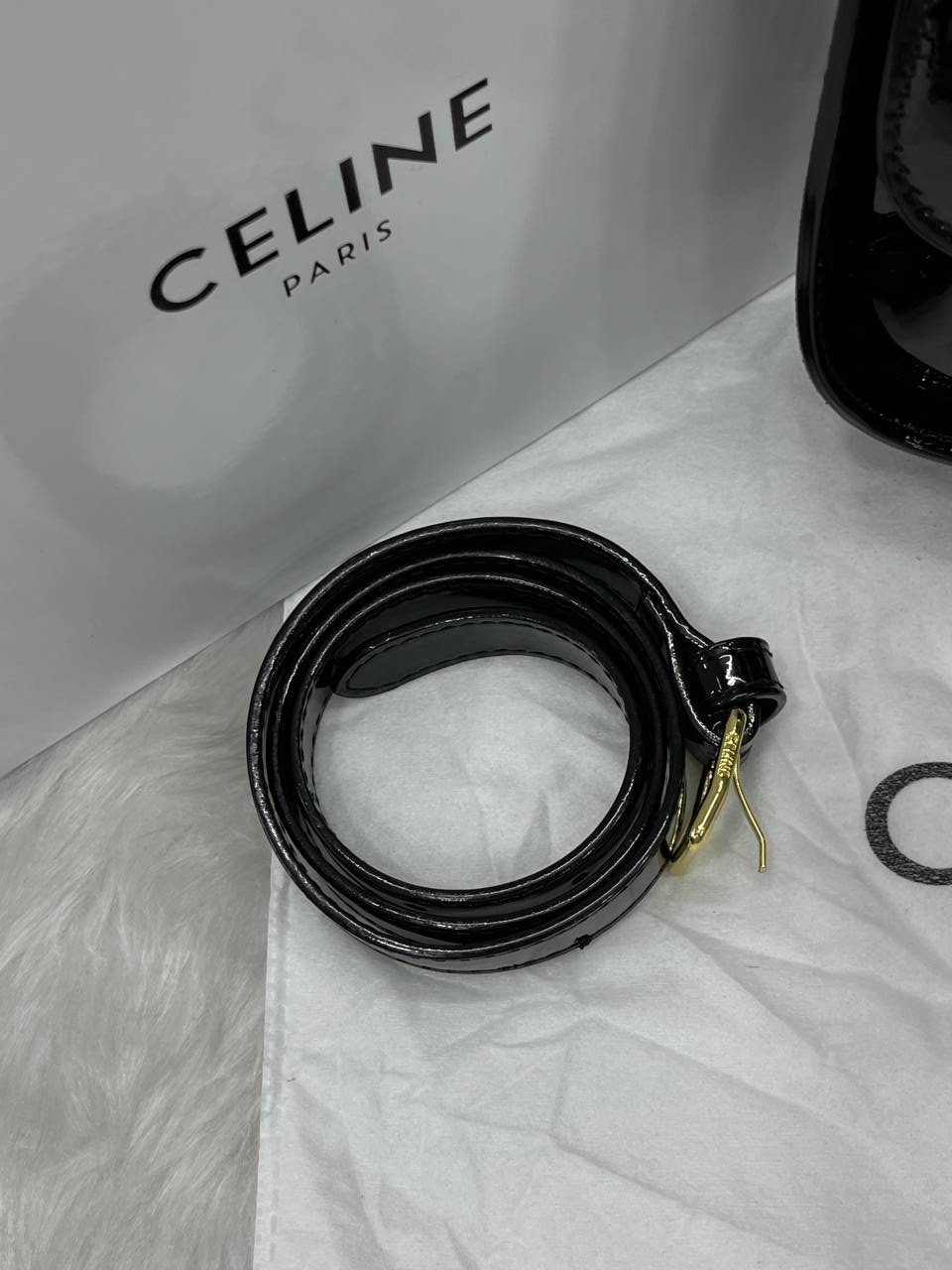 Celine Terence Black Shoulder Bag With Original Box & Long Belt