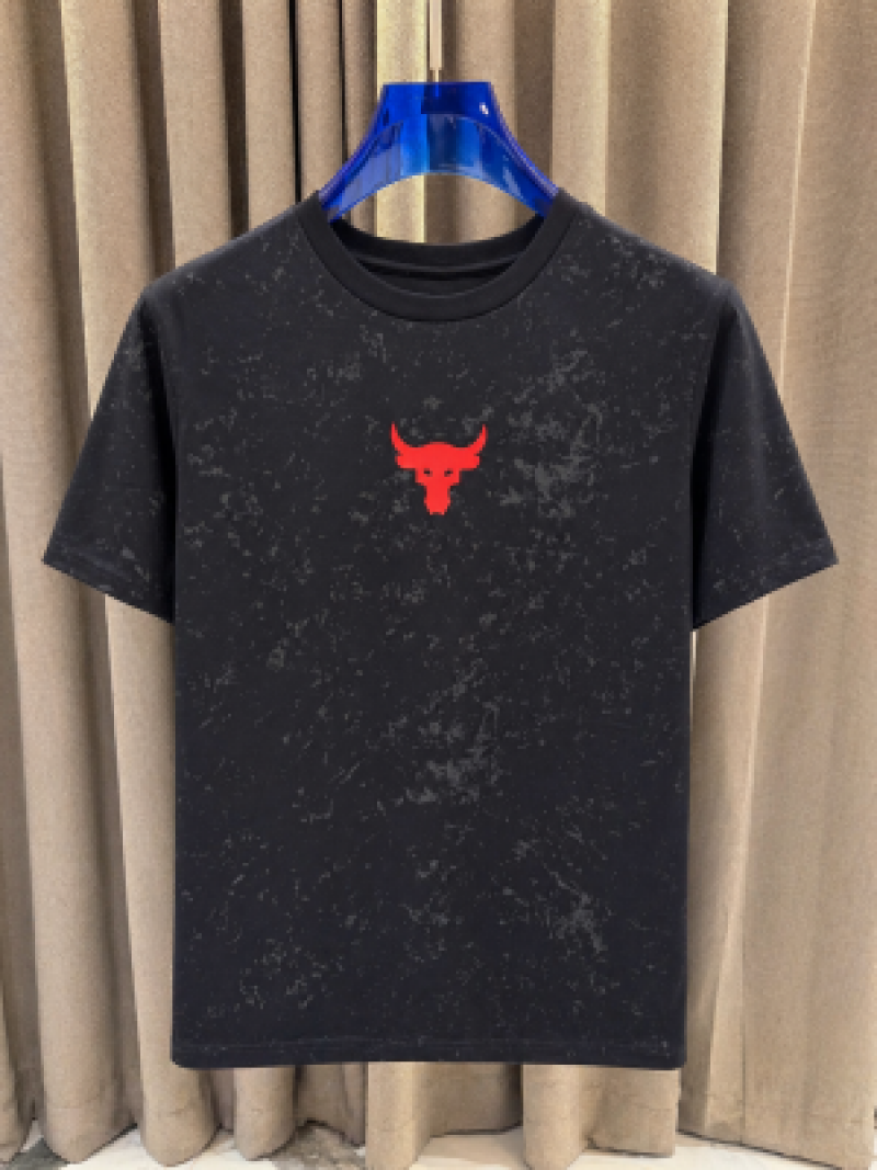 Ua Middle Brand Logo Round Neck T-shirt Black