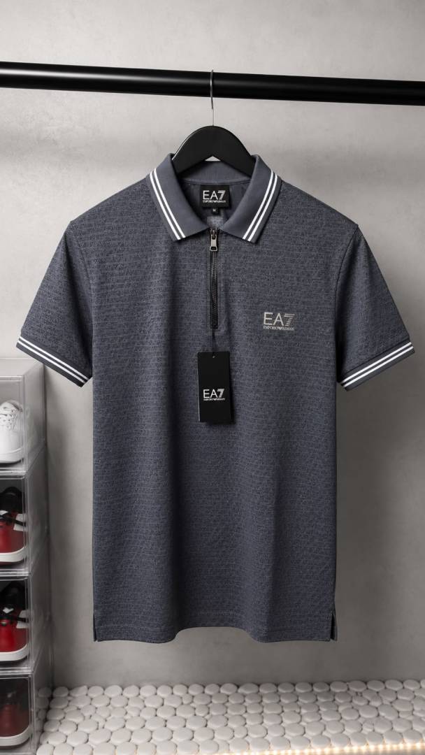 EA7 Empori o Arma Monogram Zip Polo T-Shirt With OG Box Packaging 1392