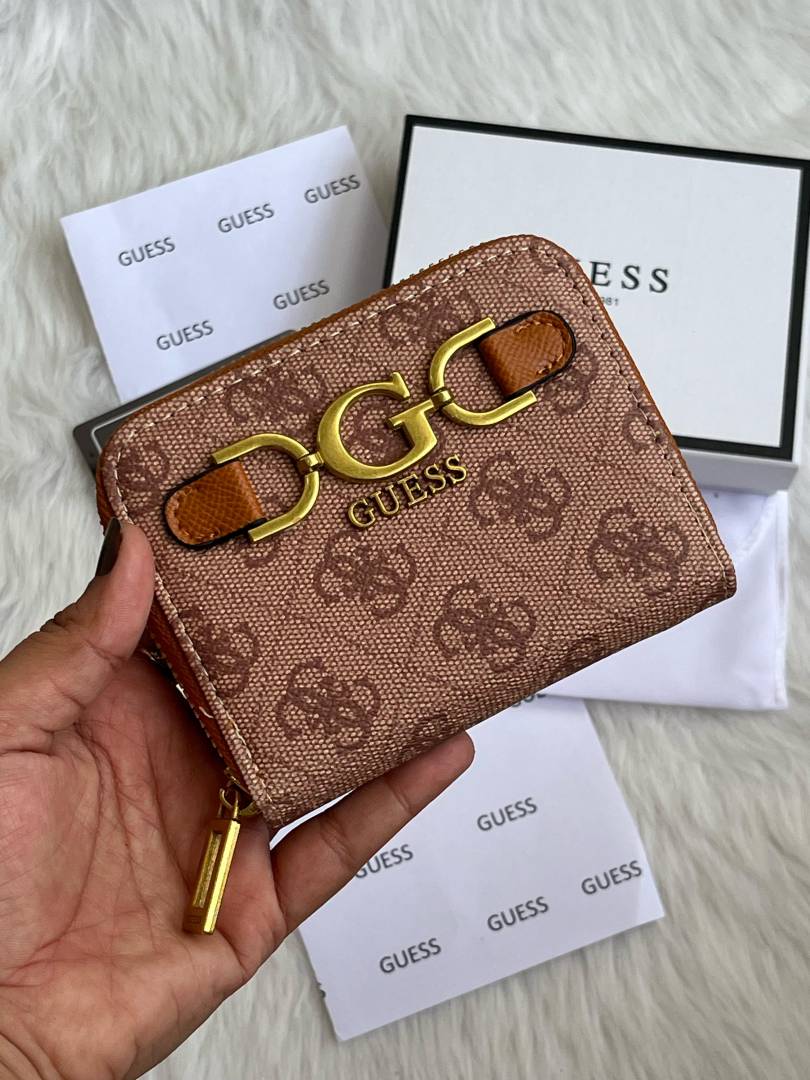 Guess 001 Light Apricot Mini Wallet With Original Box Dust Cover Card Premium Packaging