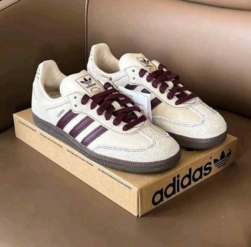 Adidas Samba Wonder White Maroon Men Leather Quality