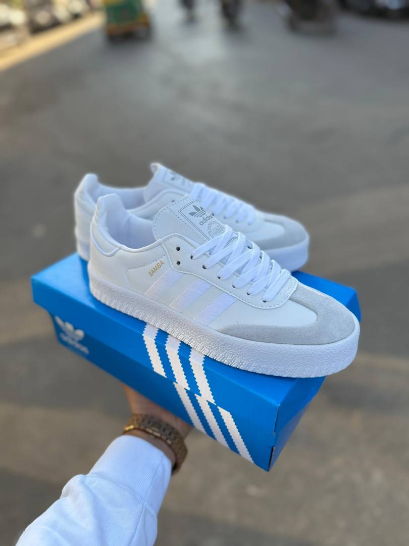 Adiddas Samba Triple White Satin Stripe