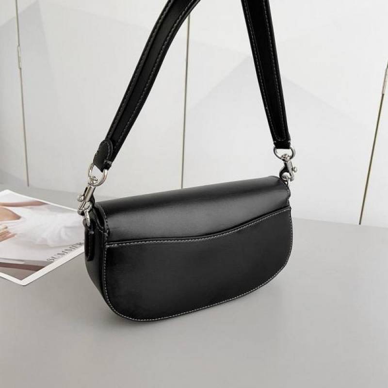 Coaach Emmy Tea Rose Saddle Premium Crossbody Shoulder Bag With OG Double Box & Dust Bag (Black Flower - 1004)