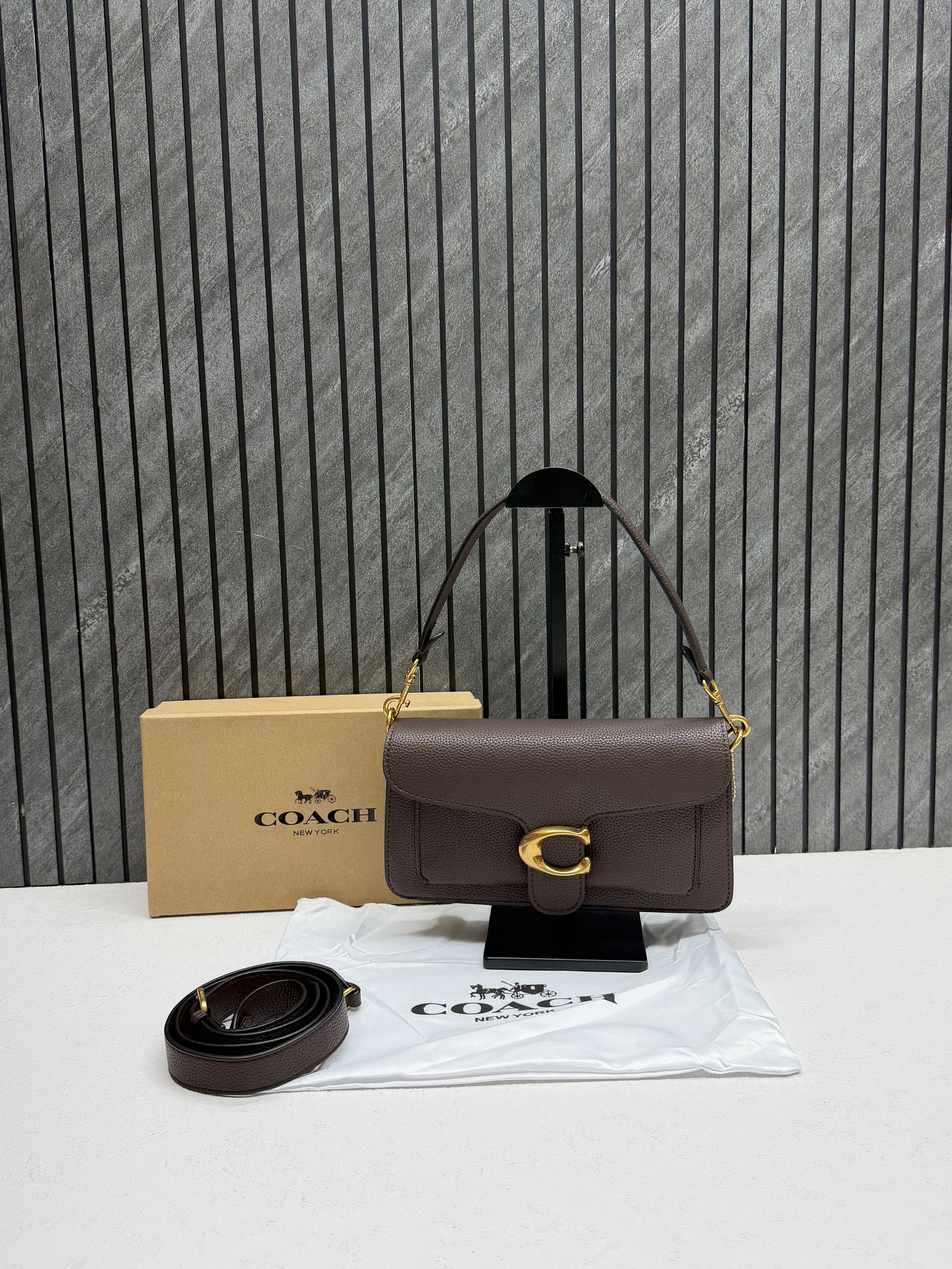 Coach Tabby 26 Coffee Shoulder Crossbody Bag With Original Box 2 Belt (Short Long)